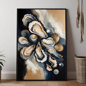 Oyster Wall Art Digital Download, Coastal Decor, Nautical Decor, Printable Art, Ocean Theme, Beach House Art