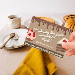Geschäft Danke Kartenvorlage Bäckerei Gastronomie Cafe Kochen Zuhause Visitenkarte Neutral Braun Bearbeitbar Druckbar Benutzerdefinierte Ästhetik DIY