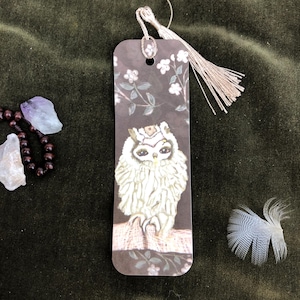 Magical Owl Bookmark – Hand-Painted Dark Academia Aesthetic, Whimsical, Gothic Floral and Mystical Owl Art | Back to School