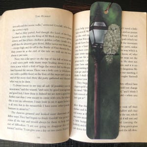 Gothic Owl Bookmark: Vintage Lamppost Fantasy Art