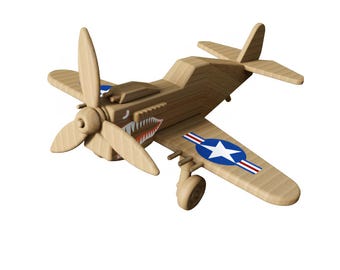 P-40 Flying Tiger Wooden Toy Airplane: CNC Laser Cut 3D Model (Digital Download)