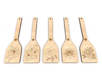 Floral Spatula Laser Cut Files: Flower Design CDR (Digital Download)