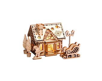 Christmas House CDR File | Wooden Laser Cut Template | DIY Holiday Decor