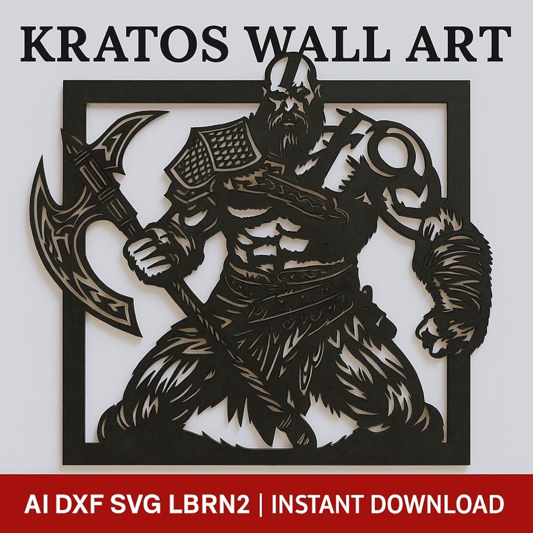 Kratos Wall Art Silhouette | AI DXF SVG Laser Cut Files - Etsy UK