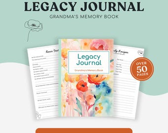 Grandmother Legacy Journal Printable | Life Story Memory Book for Grandma | Digital Grandparent Gift | Printable Keepsake for Grandchildren