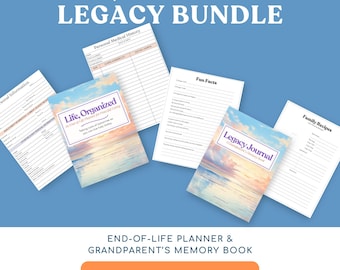 Printable Legacy + End-of-Life Planner Bundle | Grandparent Memory Journal & Final Wishes Organizer | Peaceful Digital Keepsake Set