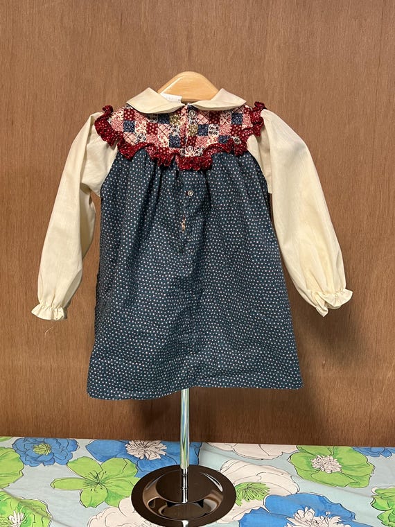 Blue Calico Patch Pattern Dress. Long Sleeves. - image 2