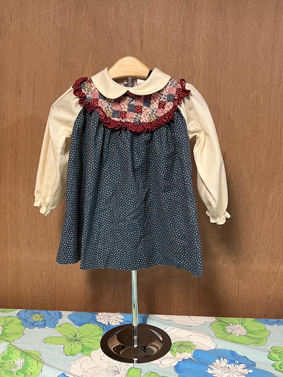 Blue Calico Patch Pattern Dress. Long Sleeves. - image 1