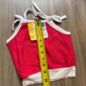Różowy top z frotte, wiązany na ramionach. Top typu halter. Nowy z metkami. Oznaczony na 4-5 lat. Stan doskonały. zdjęcie 4