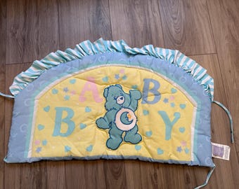 Vintage Care Bears Nursery Wall Decor. Quilted Wall Hanging. Bedtime Bear.