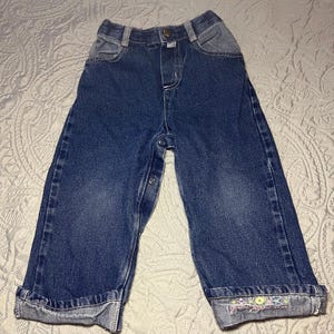 Vintage Girls Baby Guess Jeans. Embroidered Cuff. Pink Stitching. Size 24Months