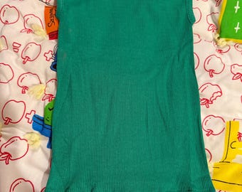 Regata vintage verde canelada. Tamanho 6/7. Nova, sem etiqueta.
