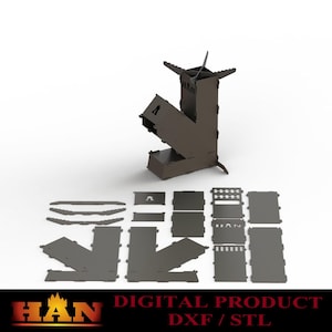 Portable Rocket Stove DXF File: CNC Laser Cut Metal Design (Digital Download)