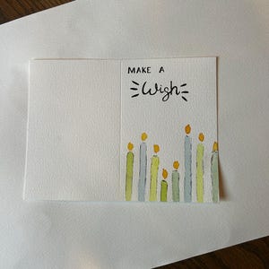 Faça um pedido - cartão comemorativo - Aniversário - em branco, pintado à mão, aquarela (sem impressões)