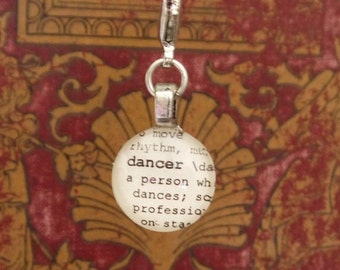 Dancer Dictionary Word Clip-on Glass Gem by Kristin Victoria Designs