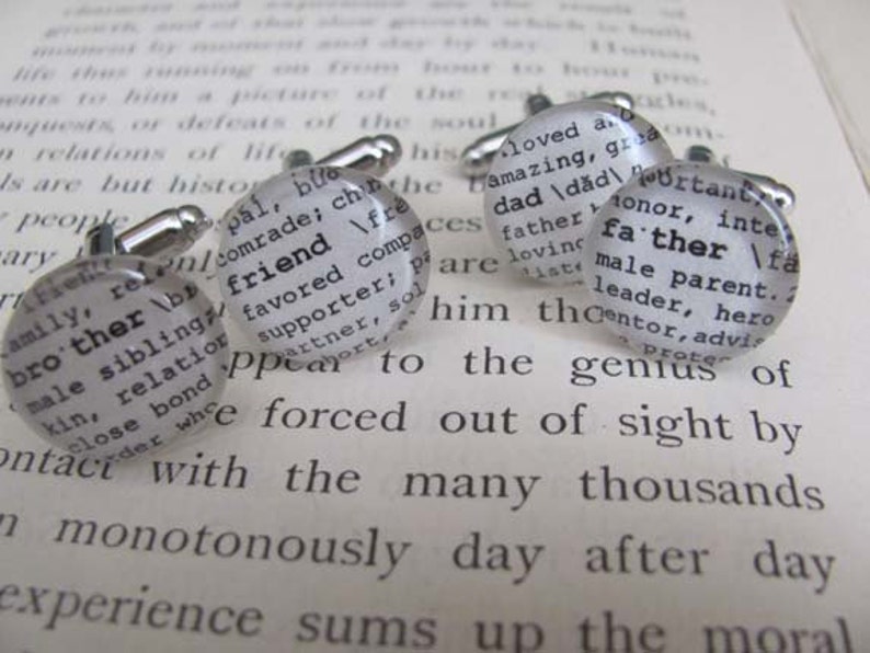 Cuff Link Sets Dictionary Personalized for Brother Father of the Bride Groomsman Nephew Son Pastor Husband image 2