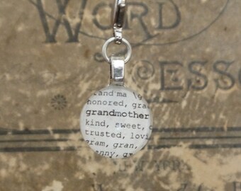 Grandmother Charm, Dictionary for Bookmark Keychain Necklace Bracelet by Kristin Victoria Designs