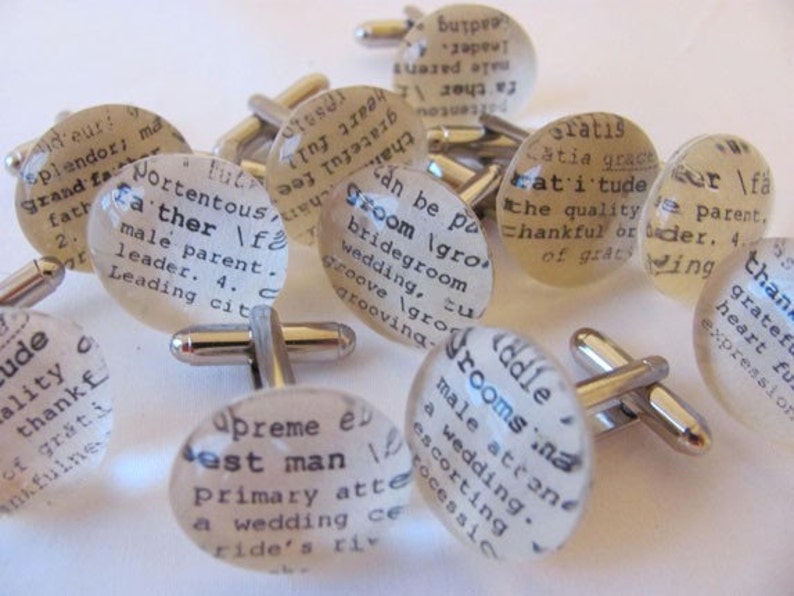 Cuff Link Sets Dictionary Personalized for Brother Father of the Bride Groomsman Nephew Son Pastor Husband image 3