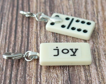 JOY Charm Mini Domino Pendant for Bookmark Keychain Necklace Bracelet by Kristin Victoria Designs sister aunt christian mother sister-in-law