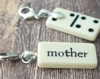 MOTHER Charm Mini Domino Clip-on Pendant for Bookmark Keychain Necklace Bracelet by Kristin Victoria Designs Mother of the Bride Groom Mom