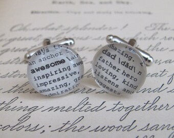 Awesome Dad Cuff Links Dictionary Cuff Links for Father's Day, Husband, Anniversary, Christmas by Kristin Victoria Designs