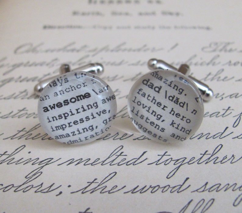Awesome Dad Cuff Links Dictionary Cuff Links for Father's Day, Husband, Anniversary, Christmas by Kristin Victoria Designs image 1