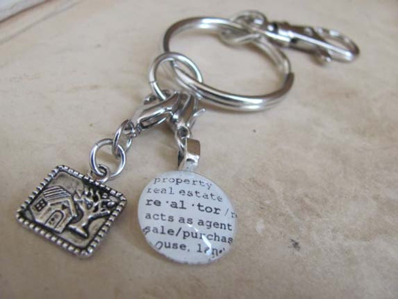 Realtor Key Chain with Silver-tone House Charm by Kristin Victoria Designs image 1