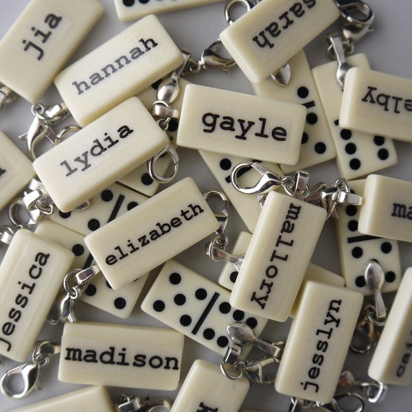 Custom Mini Domino Name Custom Word Charm Pendant customized personalize You Choose the Word by Kristin Victoria Designs