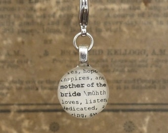 Mother of the Bride Dictionary Charm for a Bouquet Bookmark Keychain Necklace Bracelet by Kristin Victoria Designs