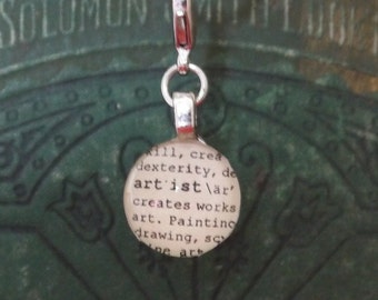 Artist  Dictionary Word Clip-on Glass Gem by Kristin Victoria Designs