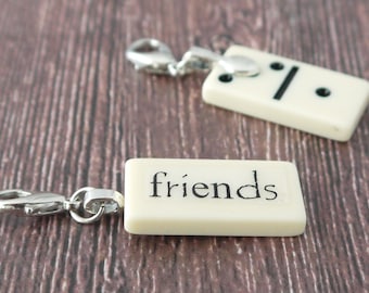 FRIENDS Charm Mini Domino Clip on Pendant for bookmark, keychain, necklace, bracelet by Kristin Victoria  Designs Best Friend Bride Sister