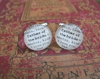 Father of the Bride Cuff Links for Wedding by Kristin Victoria Designs