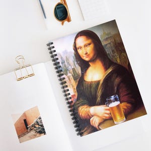 Cuaderno espiral Mona Lisa / Línea rayada / Regalo para estudiantes, escritores, artistas y amantes de la papelería