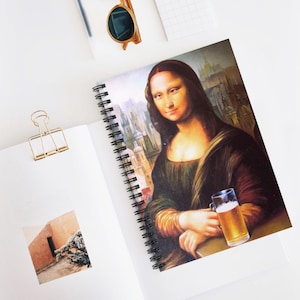 Cuaderno espiral Mona Lisa / Línea rayada / Regalo para estudiantes, escritores, artistas y amantes de la papelería