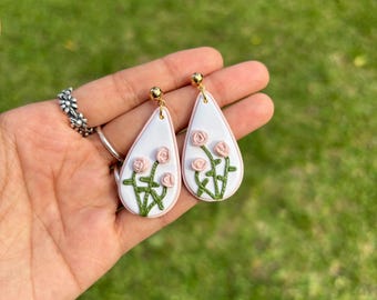 Floral Earrings Dangle Summer Flower Earrings Handmade Polymer Clay Earrings Floral Birthday Gift for Her Flower Jewelry Gift Back to School