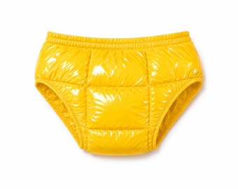 Gepolsterte Nylon Slip Glänzende Gelbe Zwischenfütter Unterwäsche