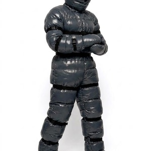 Grey Shiny Nylon Puffer Snowsuit | Futuristic Cyberpunk Streetwear Overall