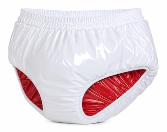 Glanzende nylon gewatteerde slip | Gelakt pvc-ondergoed wetlook