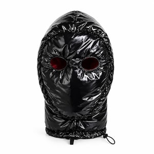Glansig nylonhuva med balaklava, justerbar täckmask
