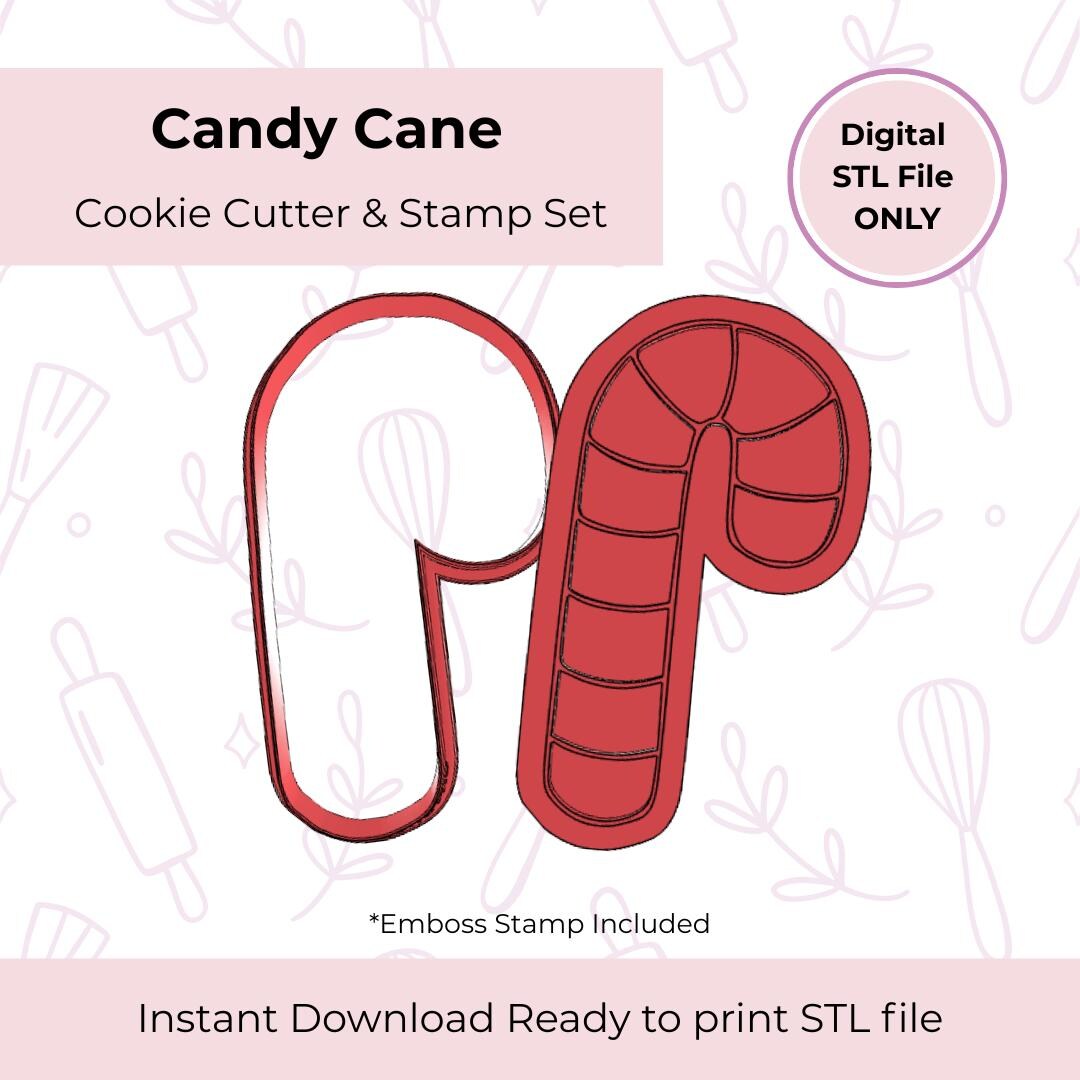 Candy Cane | Christmas | Cookie Cutter & Stamp STL File - Etsy
