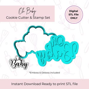 STL-filnedladdning - Oh Baby kakform och stämpel