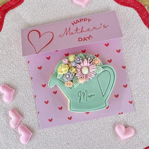 Biscuit rose coeurs pour la fête des mères | Téléchargement numérique PDF | Carré large 15,5 cm x 14 cm | Carte d'accompagnement imprimable pour biscuits pour emballage de Pâques