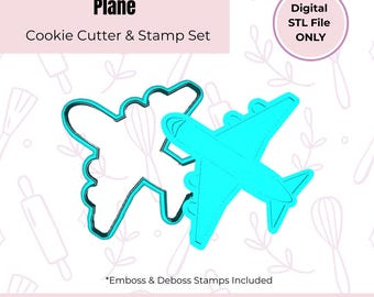 Plane Cookie Cutter & Stamp - STL File Download -Emboss and Deboss Stamps