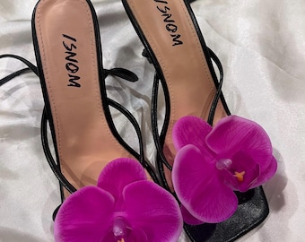 Orchid Flower Shoe Clip Set for Spring/Summer — White & Purple