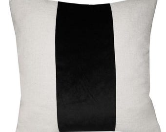 Funda de almohada decorativa con detalles de rayas negras