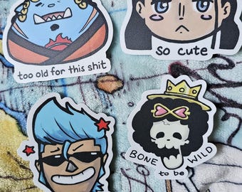 One Piece Straw Hat Crew Sticker Set 2 (Robin, Franky, Brook, Jinbei)
