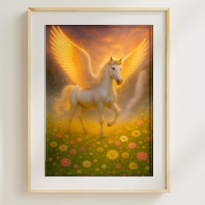 Ethereal Pegasus Digital Download | Fantasy Wall Art Print | Mystical Winged Horse Artwork | Instant Download | Magical Decor Artwork