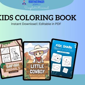 Bundle 4: 3 in 1 Kids Coloring Book Printable PDF | Editable Learning for Kids | Preschool Activity Book | Quiet Book | Instant Download