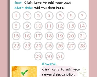 31-Day Challenge Tracker Goal Setting Printable Digital Download