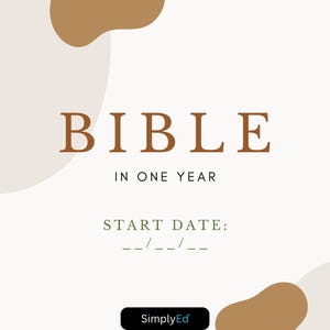 Bibbia in un anno, pianificatore di lettura della Bibbia, tracker di 52 settimane, programma settimanale completo della Bibbia, modificabile e stampabile, download digitale